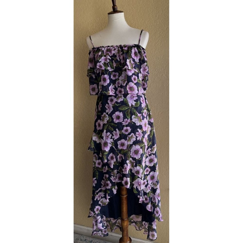 BB Dakota RSVP Womens Purple Floral Asymmetrical Yareen Dress size 2 - Picture 8 of 10